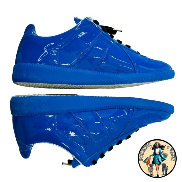 Maison Margiela Patent Leather Low Top Sneaker Dazzling Blue Size 40 NIB - Picture 10 of 13